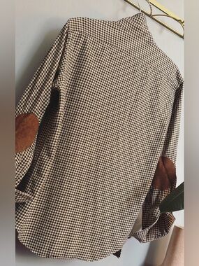 Polo Ralph Lauren 100% Cotton Houndstooth Shirt | Suede Elbow Patch | Small